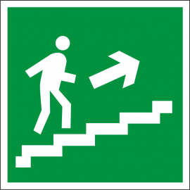 Светодиодный эвакуационный указатель Направление к выходу по лестнице вверх направо 200x200 мм