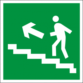 Светодиодный эвакуационный указатель Направление к выходу по лестнице вверх налево 200x200 мм